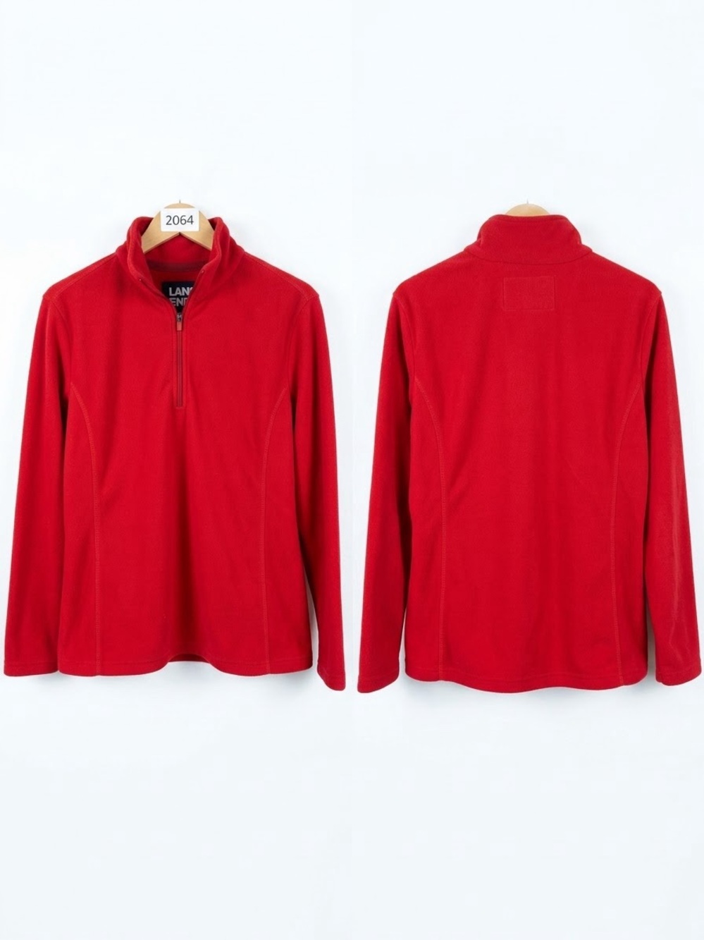 Lands' End Boys Red Fleece Quarter Zip Size 10/12